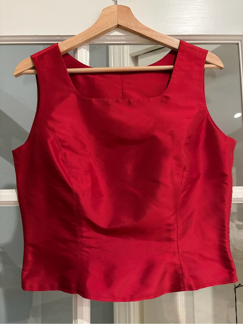 NWT Vintage Oleana Norway Design 84 Red Silk Taffeta Top – Solveig Hisdal – Med
